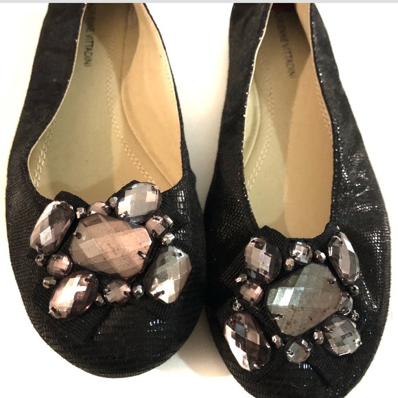 black embellished flats